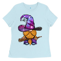 Baby Blue witch gnome with broom Ladies Tee - BundleAndBundleShop