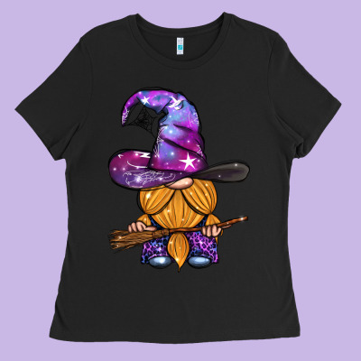 Witch Gnome With Broom Ladies Tee Designed By Bundleandbundleshop