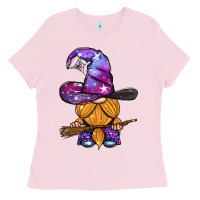Bubblegum Pink witch gnome with broom Ladies Tee - BundleAndBundleShop
