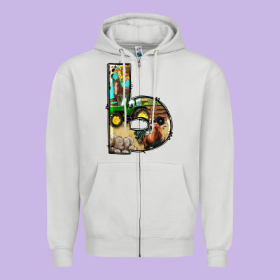 Farm Life Alphabet Lowercase Letters B Zipper Hoodie Designed By Bundleandbundleshop