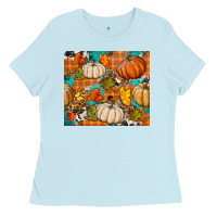 Baby Blue fall pumpkin tumbler Ladies Tee - BundleAndBundleShop