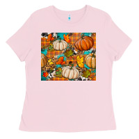 Bubblegum Pink fall pumpkin tumbler Ladies Tee - BundleAndBundleShop