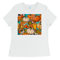White fall pumpkin tumbler Ladies Tee - BundleAndBundleShop