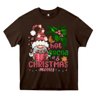 Chocolate Brown Pink Christmas hot cocoa and christmas movies Heavy Core Tee - NancyCooperArtShop