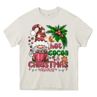 Cream Pink Christmas hot cocoa and christmas movies Heavy Core Tee - NancyCooperArtShop