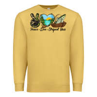 Antique Gold Camouflage Peace Love Striped Bass Premium Sweatshirt - LillyAllenDesigns
