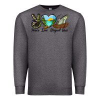 Charcoal Heather Camouflage Peace Love Striped Bass Premium Sweatshirt - LillyAllenDesigns