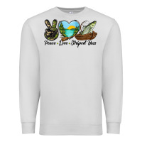 Dove Grey Camouflage Peace Love Striped Bass Premium Sweatshirt - LillyAllenDesigns