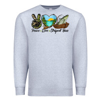 Heather Grey Camouflage Peace Love Striped Bass Premium Sweatshirt - LillyAllenDesigns