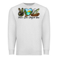 Oatmeal Heather Camouflage Peace Love Striped Bass Premium Sweatshirt - LillyAllenDesigns