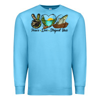 Ocean Blue Camouflage Peace Love Striped Bass Premium Sweatshirt - LillyAllenDesigns
