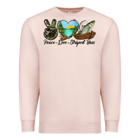 Pale Pink Camouflage Peace Love Striped Bass Premium Sweatshirt - LillyAllenDesigns