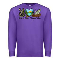 Purple Camouflage Peace Love Striped Bass Premium Sweatshirt - LillyAllenDesigns