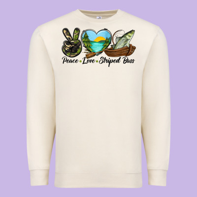 Camouflage Peace Love Striped Bass Premium Sweatshirt Designed By Lillyallendesigns