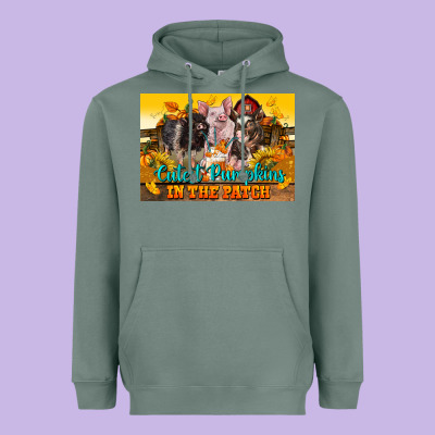 Cutest Pumpkin In The Patch Pig Heavyweight Hoodie Designed By Lillyallendesigns