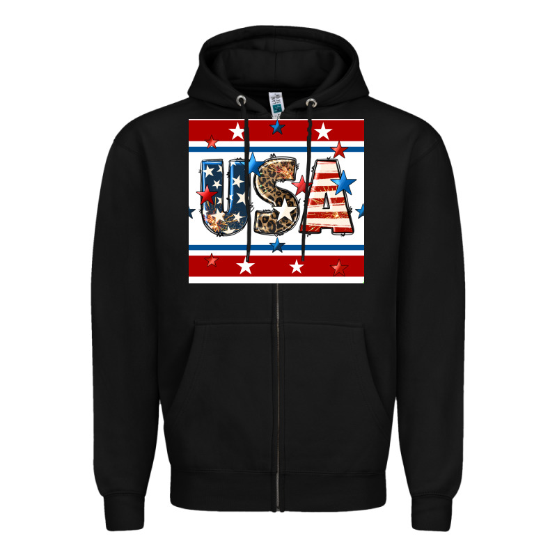 4th Of July Usa Seamless Pattern Zipper Hoodie by BundleAndBundleShop | Teevron