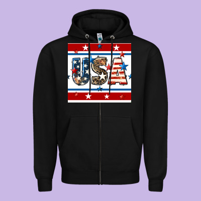 4th Of July Usa Seamless Pattern Zipper Hoodie Designed By Bundleandbundleshop