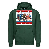 Sports Green 4th of july usa seamless pattern Zipper Hoodie - BundleAndBundleShop