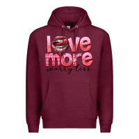 Burgundy love more worry less Premium Hoodie - FaDigitalArtStudio