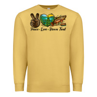 Antique Gold Peace Love Brown Trout Premium Sweatshirt - LillyAllenDesigns