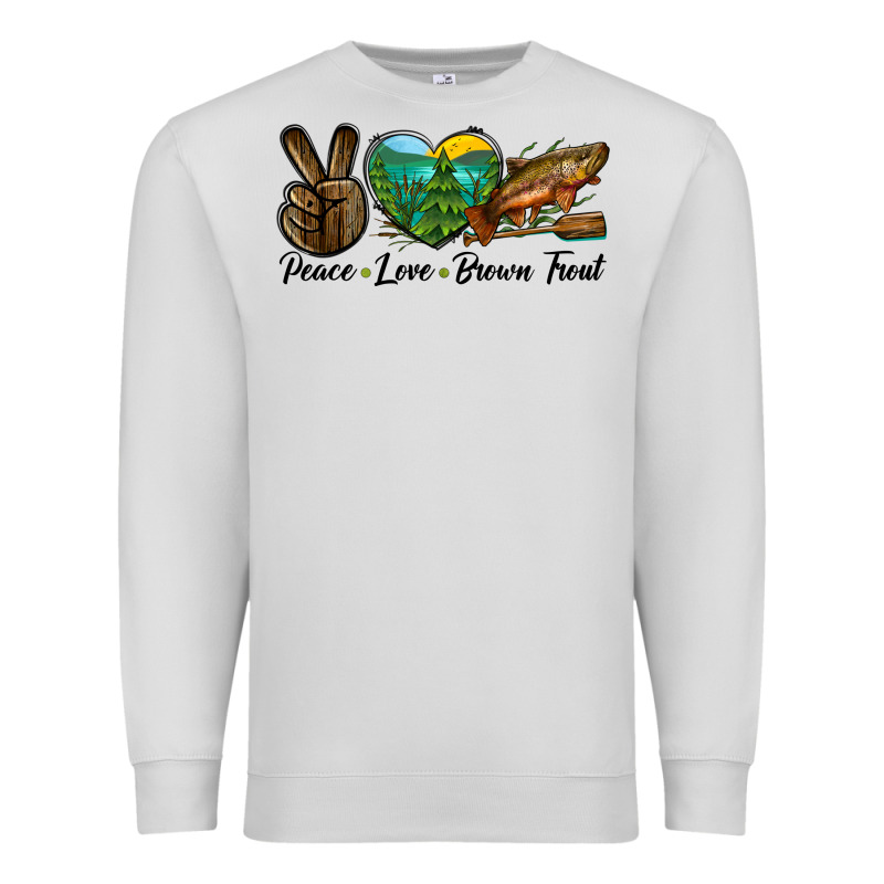 Peace Love Brown Trout Premium Sweatshirt by LillyAllenDesigns | Teevron