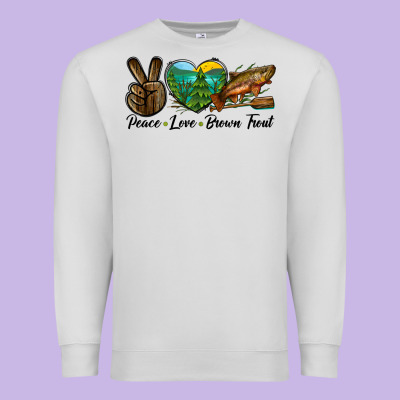 Peace Love Brown Trout Premium Sweatshirt Designed By Lillyallendesigns