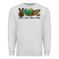 Dove Grey Peace Love Brown Trout Premium Sweatshirt - LillyAllenDesigns