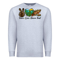 Heather Grey Peace Love Brown Trout Premium Sweatshirt - LillyAllenDesigns