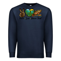 Navy Peace Love Brown Trout Premium Sweatshirt - LillyAllenDesigns