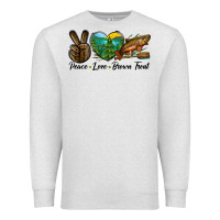 Oatmeal Heather Peace Love Brown Trout Premium Sweatshirt - LillyAllenDesigns