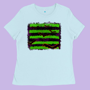 Halloween With Bat Backround Ladies Tee Designed By Ranaportraitstore