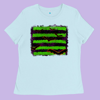 Halloween With Bat Backround Ladies Tee Designed By Ranaportraitstore