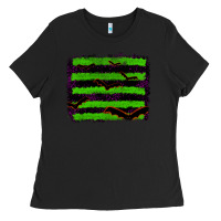 Black halloween with bat backround Ladies Tee - RanaPortraitStore