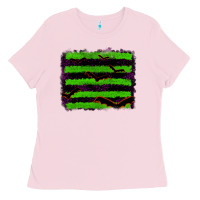 Bubblegum Pink halloween with bat backround Ladies Tee - RanaPortraitStore