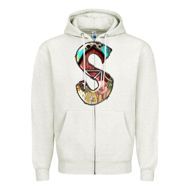 Farm Life Alphabet Lowercase Letters S Zipper Hoodie by BundleAndBundleShop | Teevron
