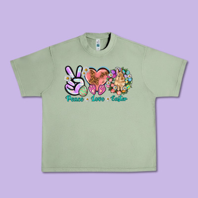 Peace Love Easter Urban Heavy Tee Designed By Nancycooperartshop