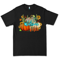 Black Welcome Fall Pumpkins Premium Tee - BundleAndBundleShop