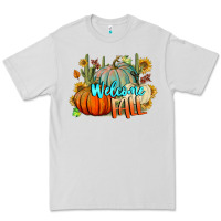 Dove Grey Welcome Fall Pumpkins Premium Tee - BundleAndBundleShop