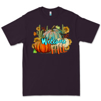 Plum Welcome Fall Pumpkins Premium Tee - BundleAndBundleShop