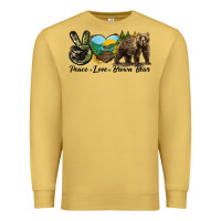 Antique Gold Peace Love Brown Bear Premium Sweatshirt - LillyAllenDesigns
