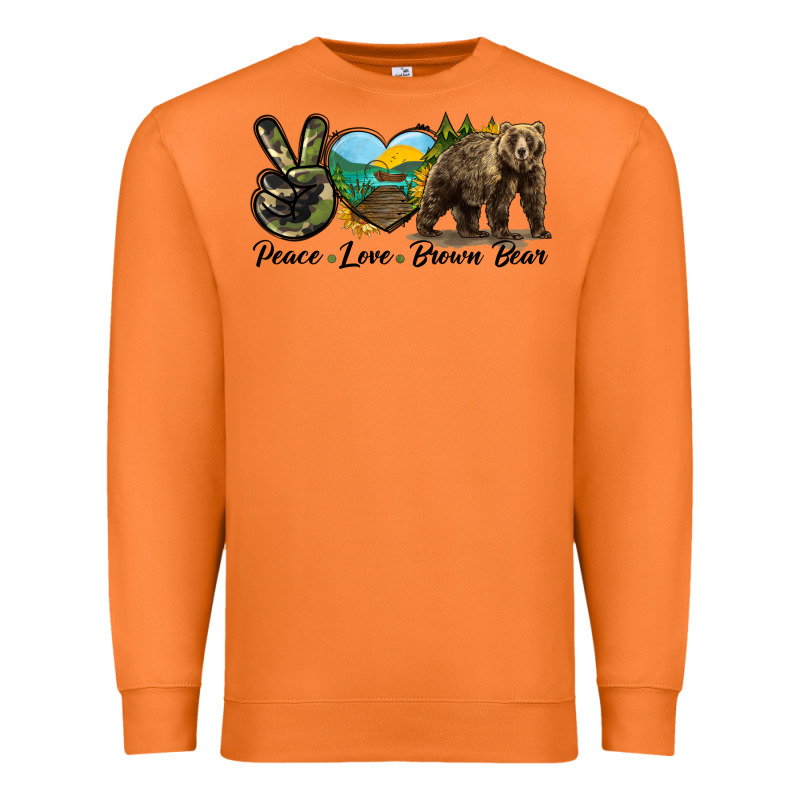 Peace Love Brown Bear Premium Sweatshirt by LillyAllenDesigns | Teevron
