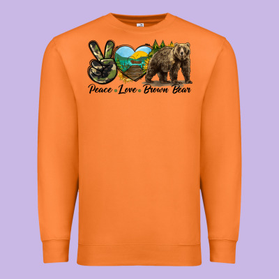Peace Love Brown Bear Premium Sweatshirt Designed By Lillyallendesigns