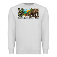 Dove Grey Peace Love Brown Bear Premium Sweatshirt - LillyAllenDesigns