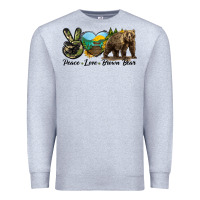 Heather Grey Peace Love Brown Bear Premium Sweatshirt - LillyAllenDesigns