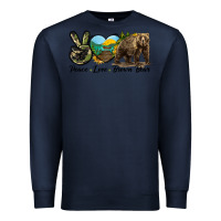 Navy Peace Love Brown Bear Premium Sweatshirt - LillyAllenDesigns