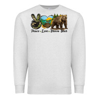 Oatmeal Heather Peace Love Brown Bear Premium Sweatshirt - LillyAllenDesigns