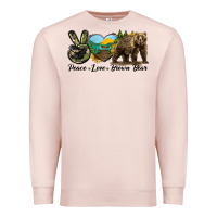 Pale Pink Peace Love Brown Bear Premium Sweatshirt - LillyAllenDesigns