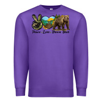 Purple Peace Love Brown Bear Premium Sweatshirt - LillyAllenDesigns