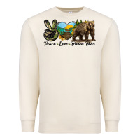 Sandshell Peace Love Brown Bear Premium Sweatshirt - LillyAllenDesigns