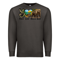 Smoke Peace Love Brown Bear Premium Sweatshirt - LillyAllenDesigns